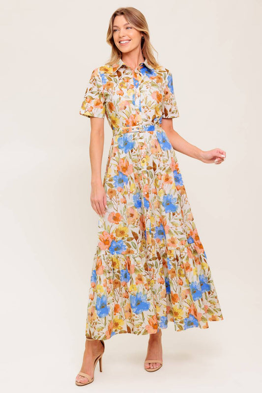 HAZEL DREAM IVORY WOVEN MIDI DRESS Flying Tomato