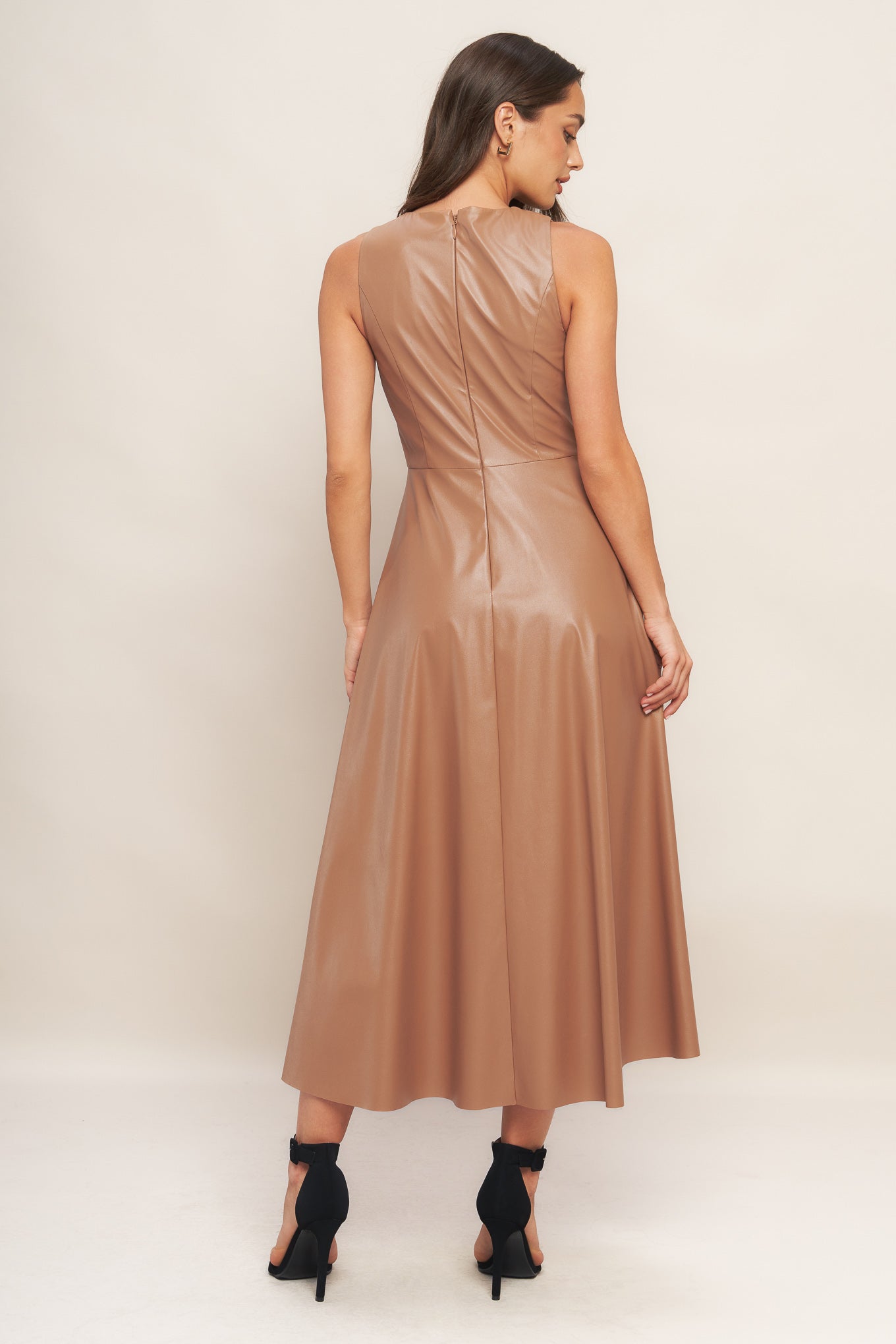 BARE SOPHISTIQUE FAUX LEATHER MIDI DRESS Flying Tomato