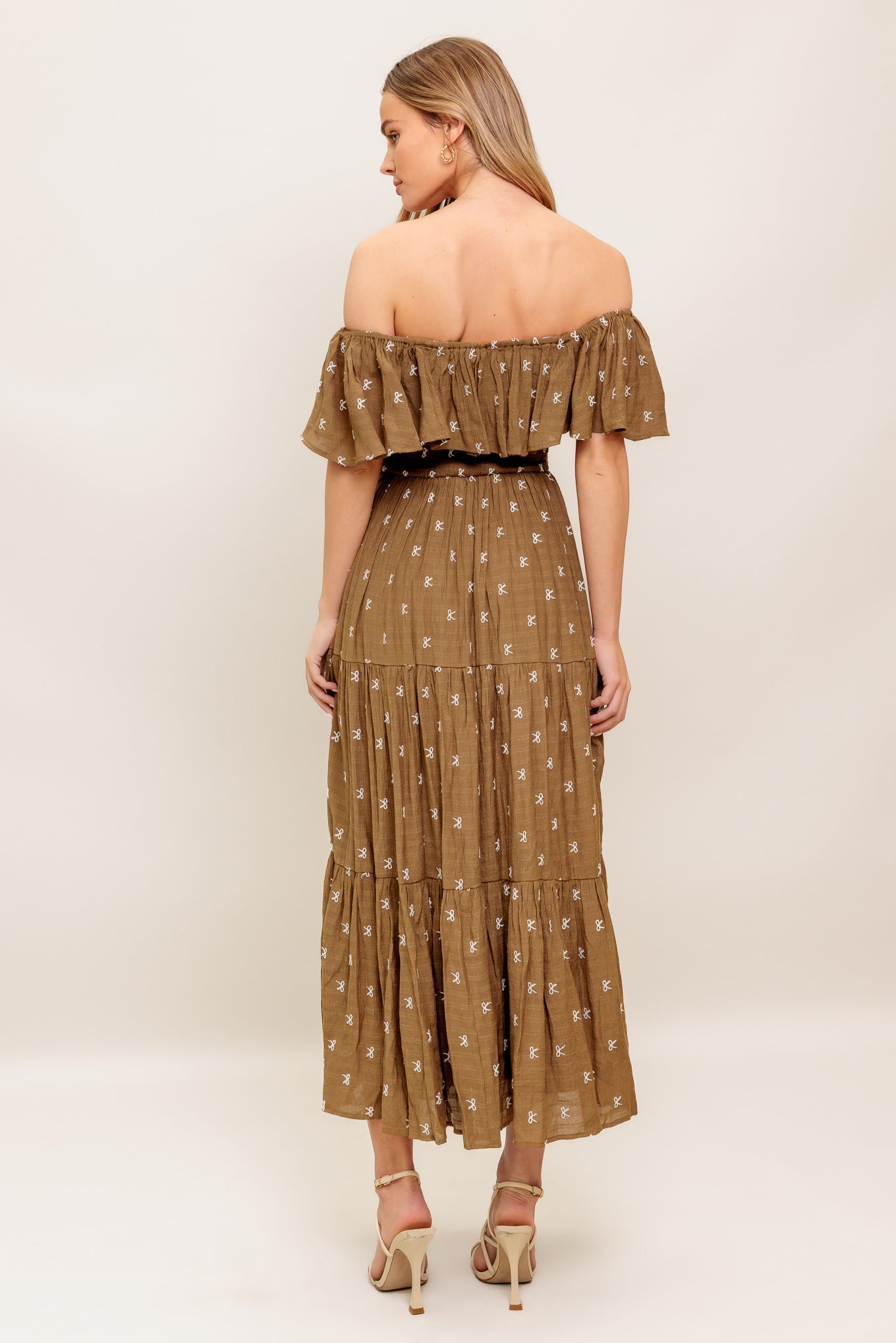 BELLE AMOUR BROWN WOVEN MIDI DRESS Flying Tomato