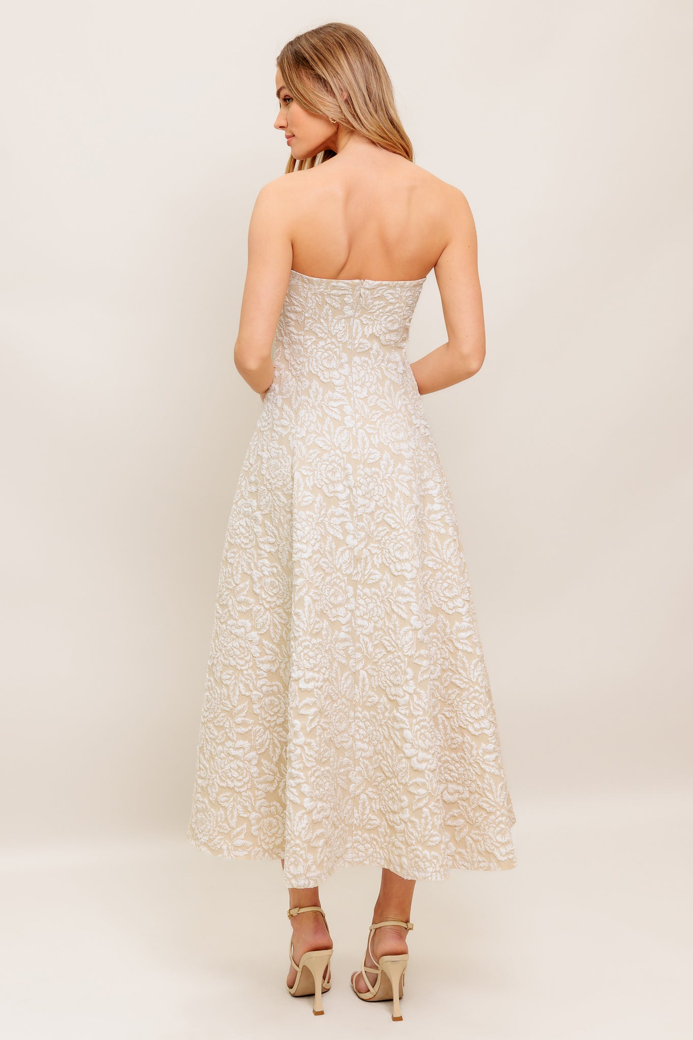 ELEGANT BLOSSOM WOVEN MIDI DRESS Flying Tomato