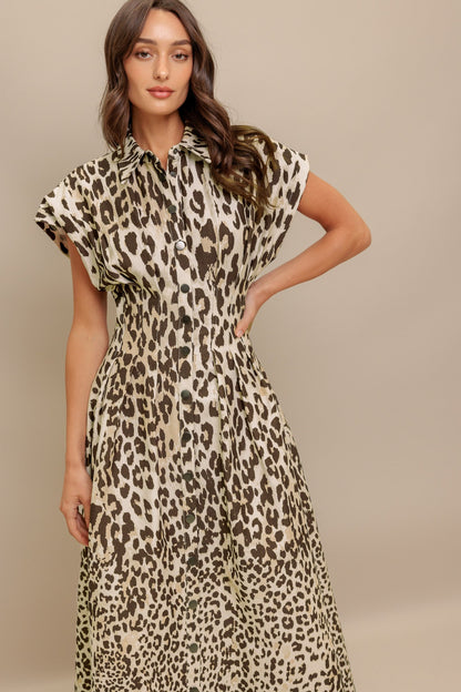 ROAR MODE WOVEN MIDI DRESS