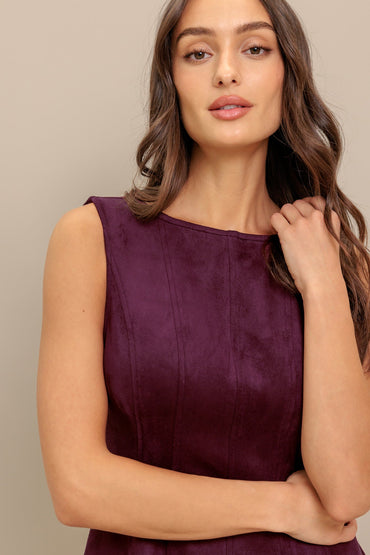 WINE IN THE SUN FAUX SUEDE MINI DRESS