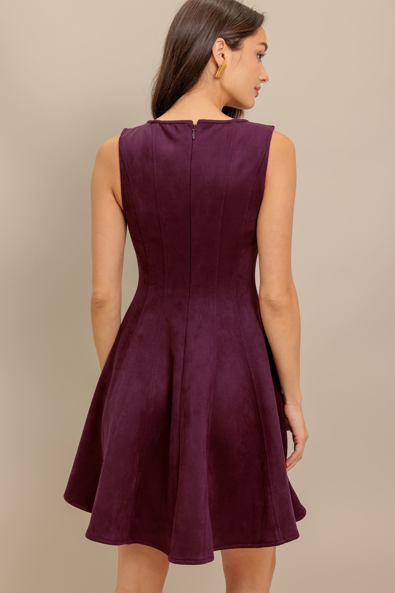 WINE IN THE SUN FAUX SUEDE MINI DRESS Flying Tomato