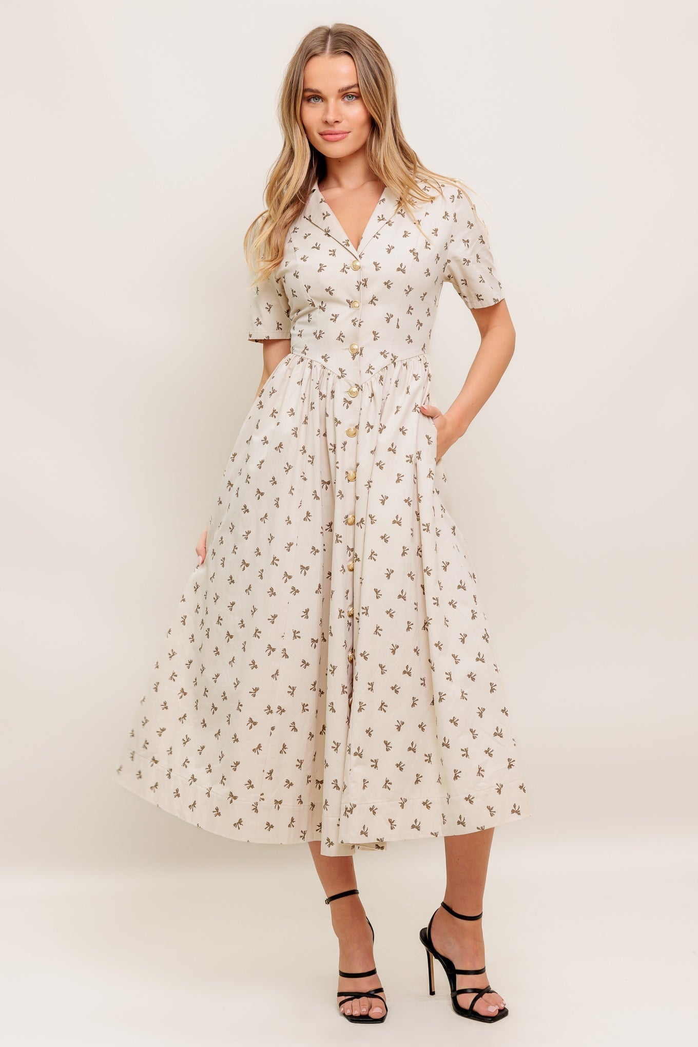 CANDY KISS BEIGE WOVEN MIDI DRESS Flying Tomato