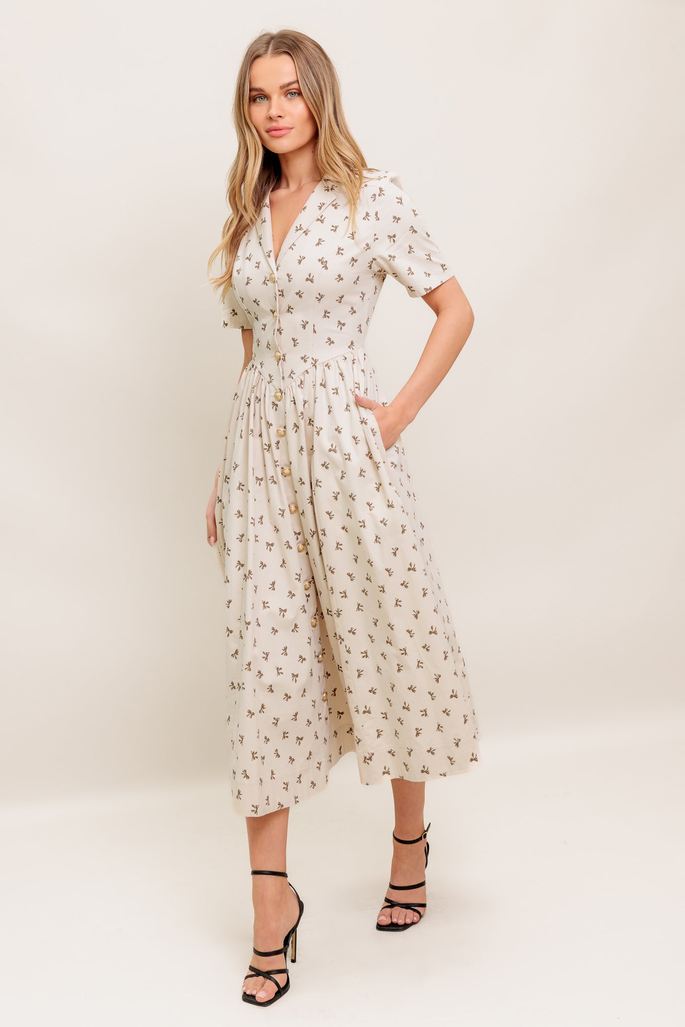 CANDY KISS BEIGE WOVEN MIDI DRESS Flying Tomato