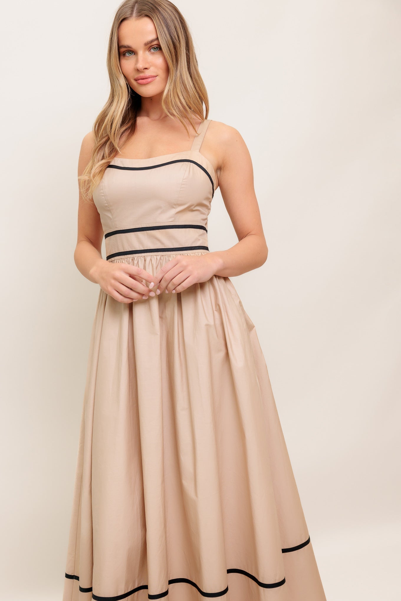 QUIET LUXE STRAP WOVEN MIDI DRESS Flying Tomato