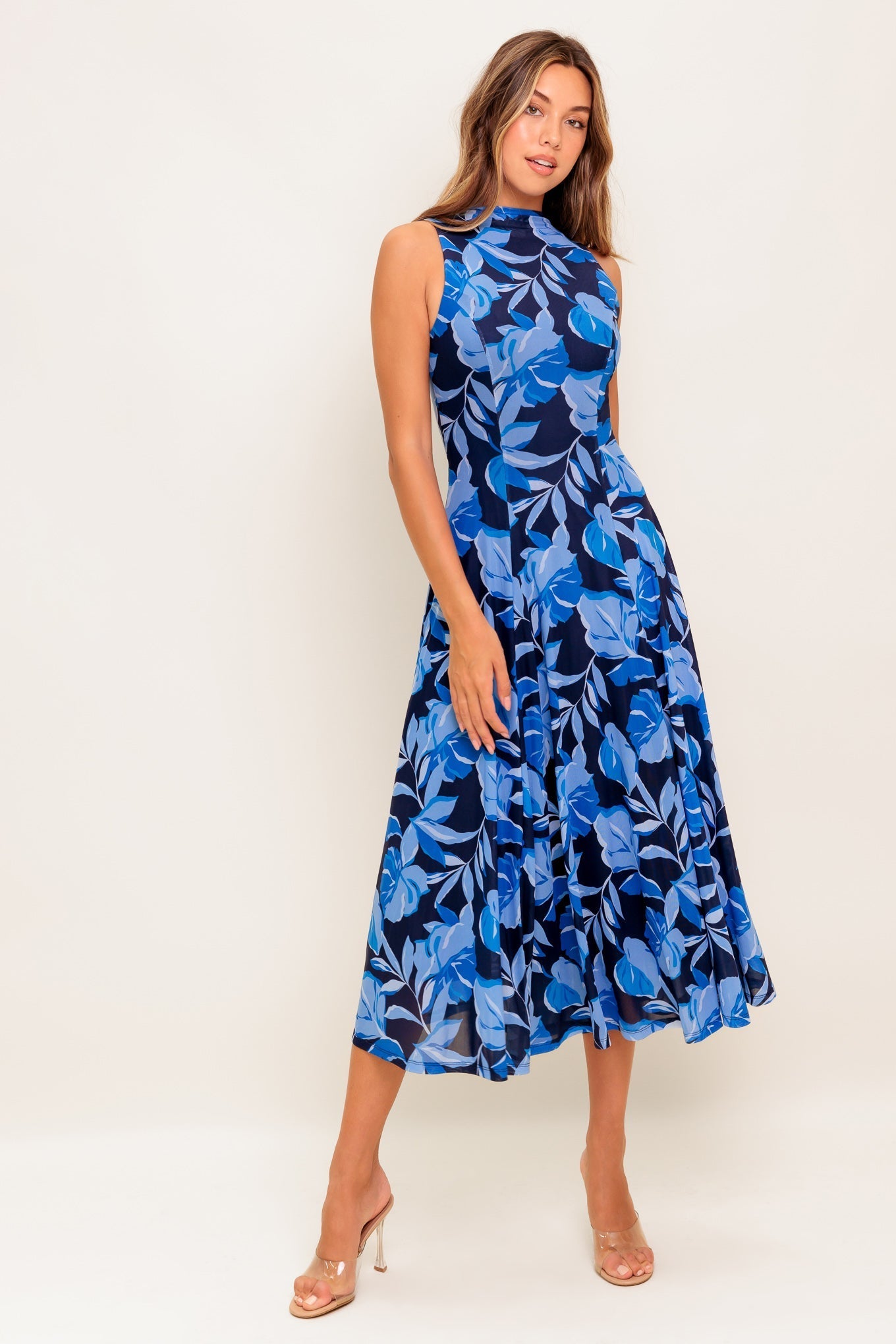 MIDNIGHT BLOOM WOVEN MIDI DRESS Flying Tomato