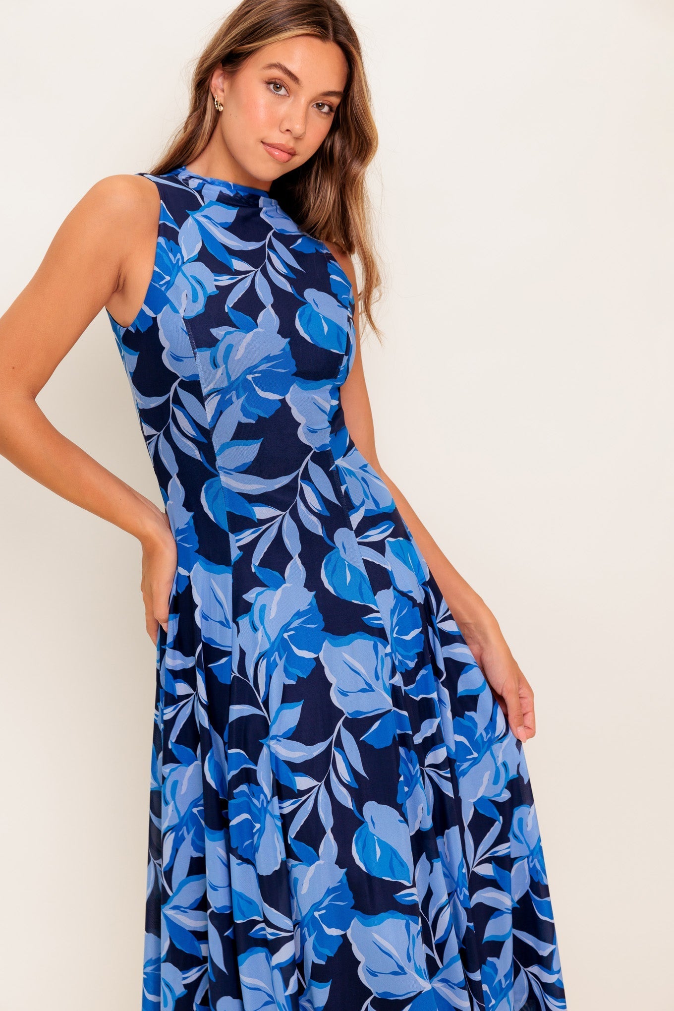 MIDNIGHT BLOOM WOVEN MIDI DRESS Flying Tomato