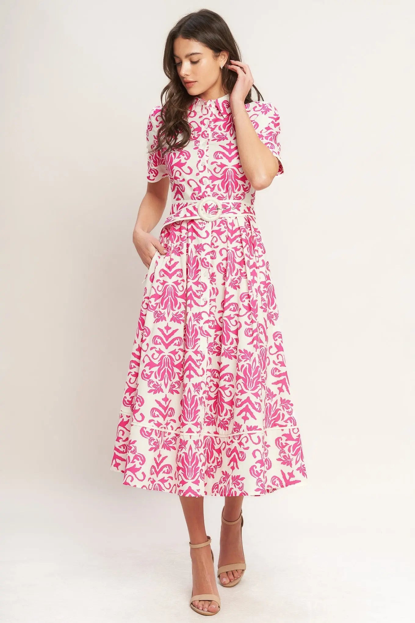 FESTA BLOSSOM WOVEN MIDI SHIRT DRESS Flying Tomato