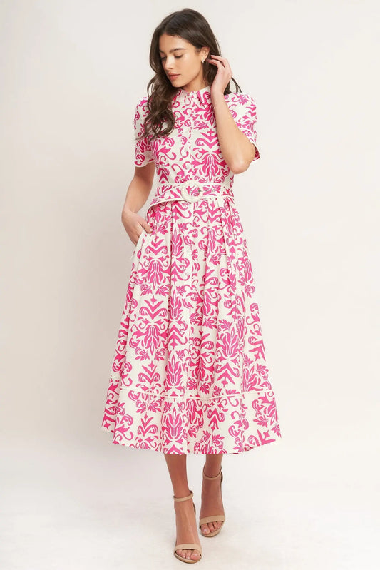 FESTA BLOSSOM WOVEN MIDI SHIRT DRESS Flying Tomato