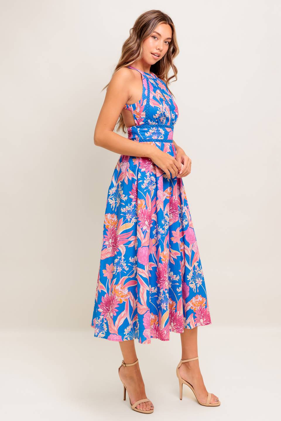 SUN-KISSED FLOWER WOVEN MIDI DRESS Flying Tomato