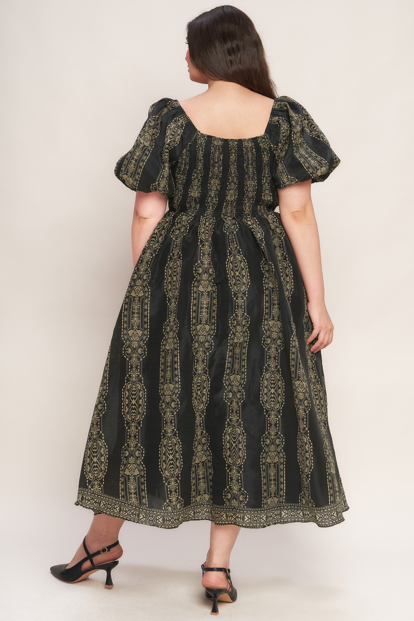 VINTAGE SQUARE WOVEN MIDI DRESS Flying Tomato