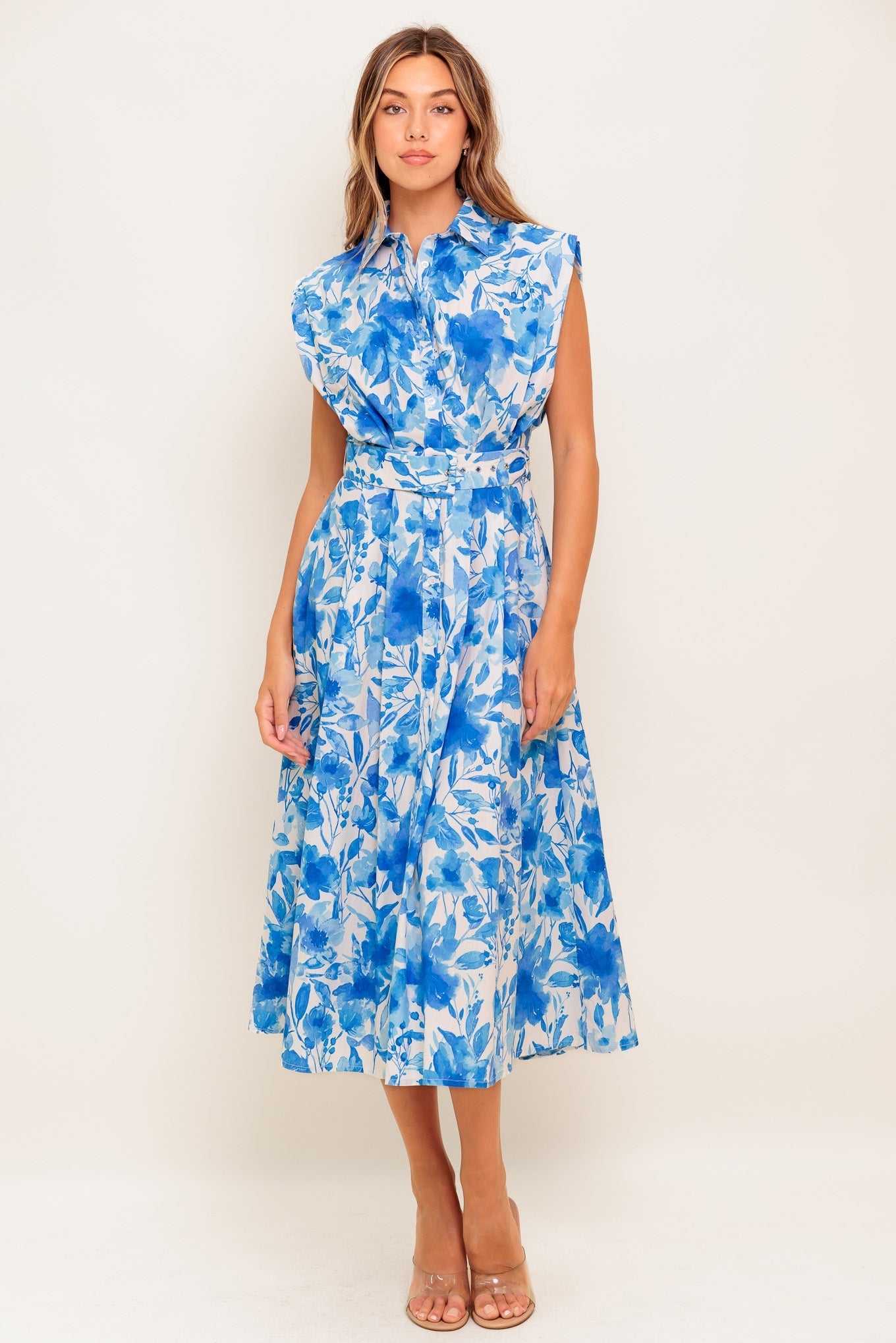 FRESHLY PICKED BLUE WOVEN MIDI DRESS Flying Tomato