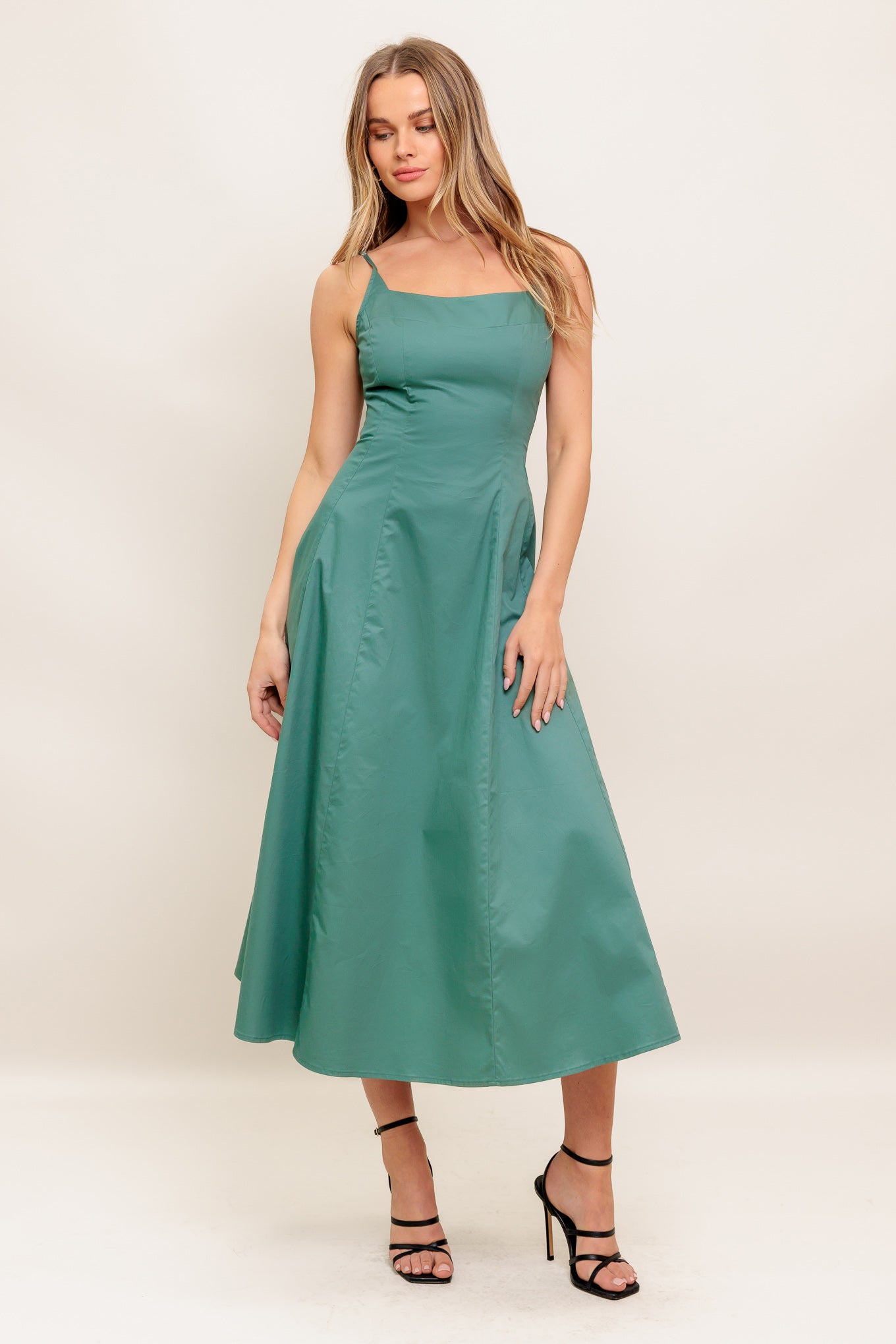 VERDE ELEGANTE WOVEN MIDI DRESS Flying Tomato