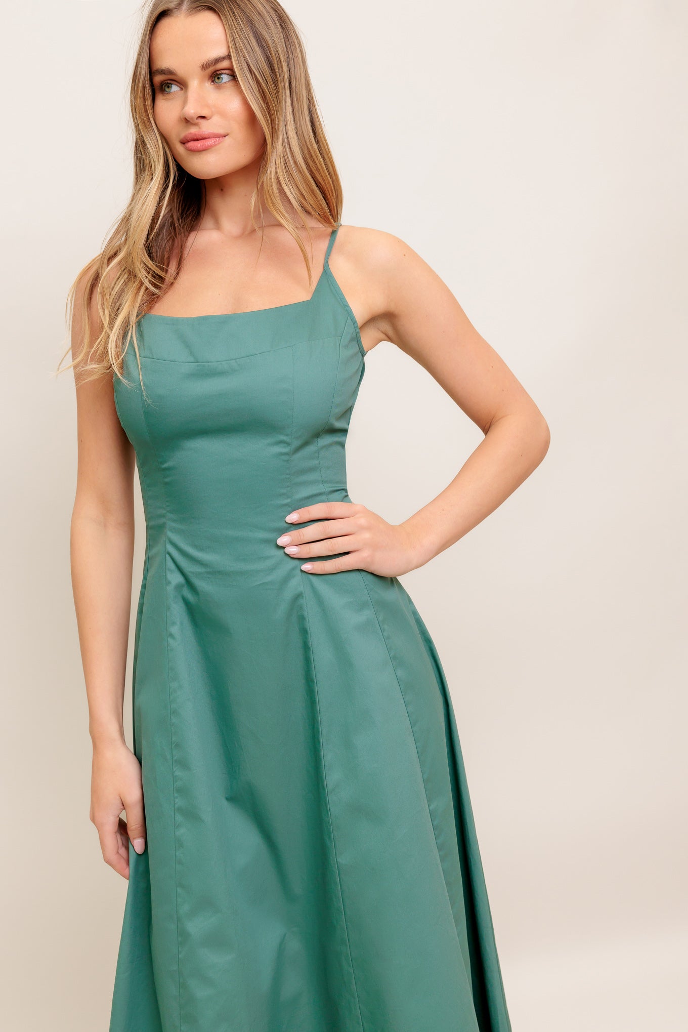 VERDE ELEGANTE WOVEN MIDI DRESS Flying Tomato