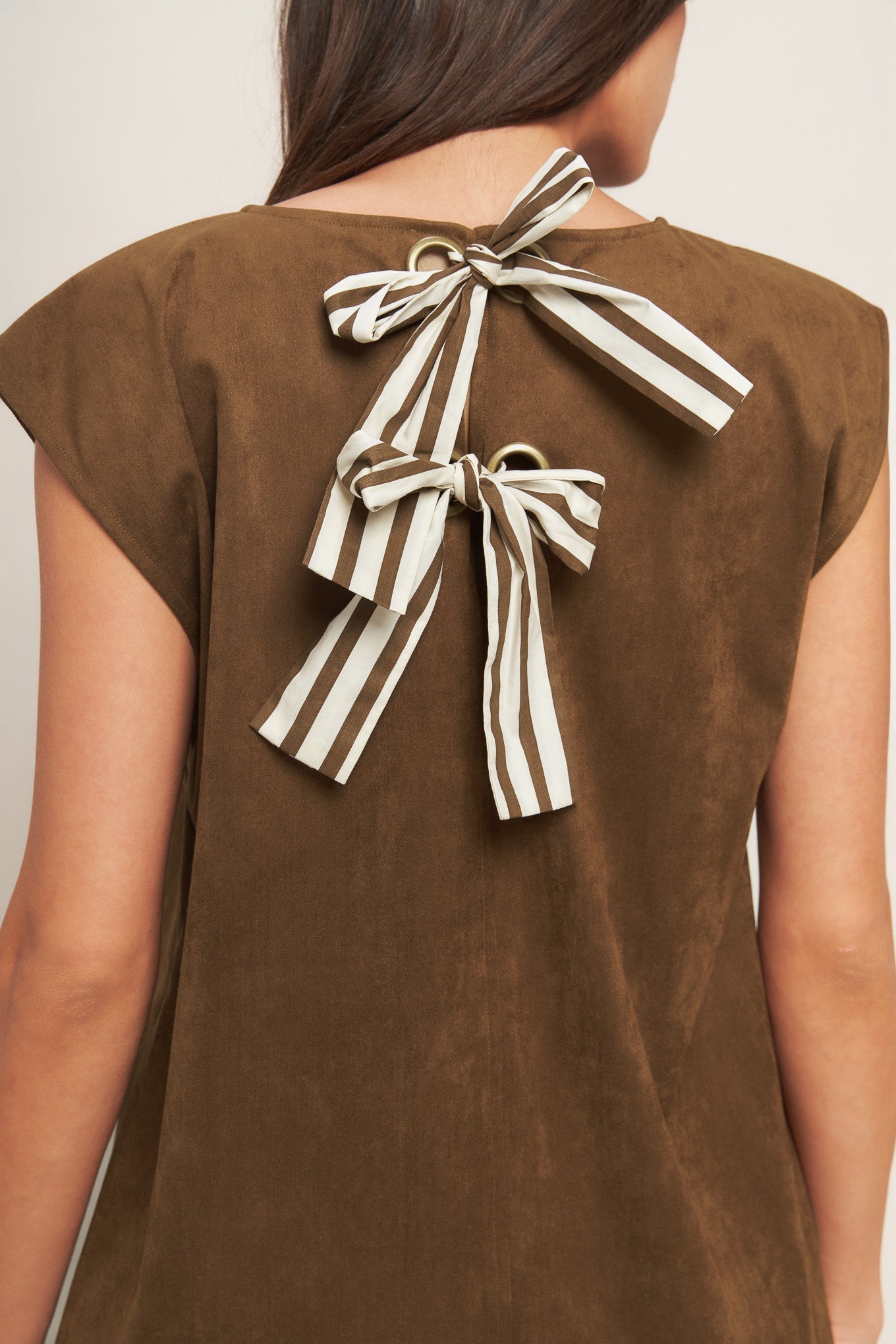 QUIET LUXURY EDGE FAUX SUEDE MIDI SHIFT DRESS Flying Tomato