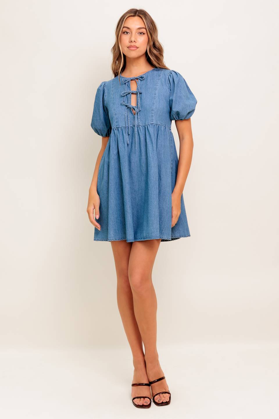 SUNSET GETAWAY DENIM MINI DRESS Flying Tomato