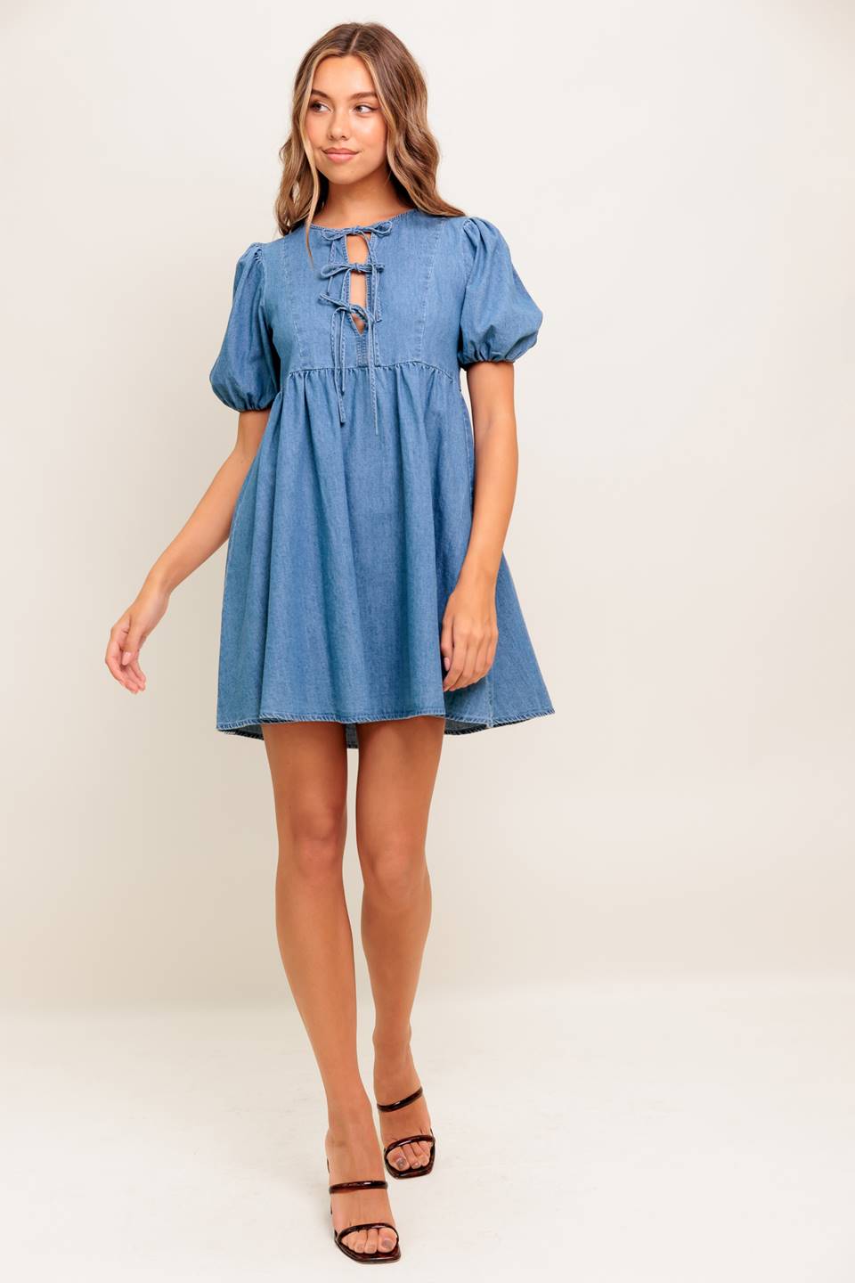 SUNSET GETAWAY DENIM MINI DRESS Flying Tomato