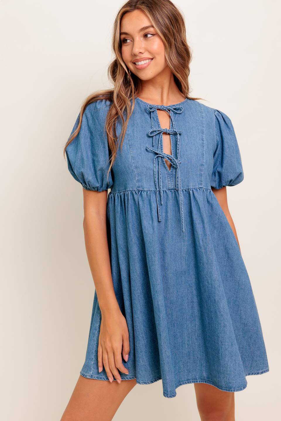 SUNSET GETAWAY DENIM MINI DRESS Flying Tomato