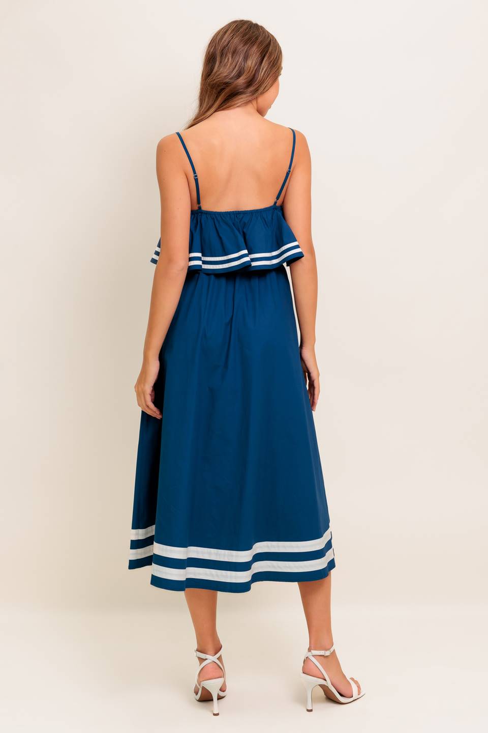 EARTH RHYTHM NAVY WOVEN MIDI DRESS Flying Tomato