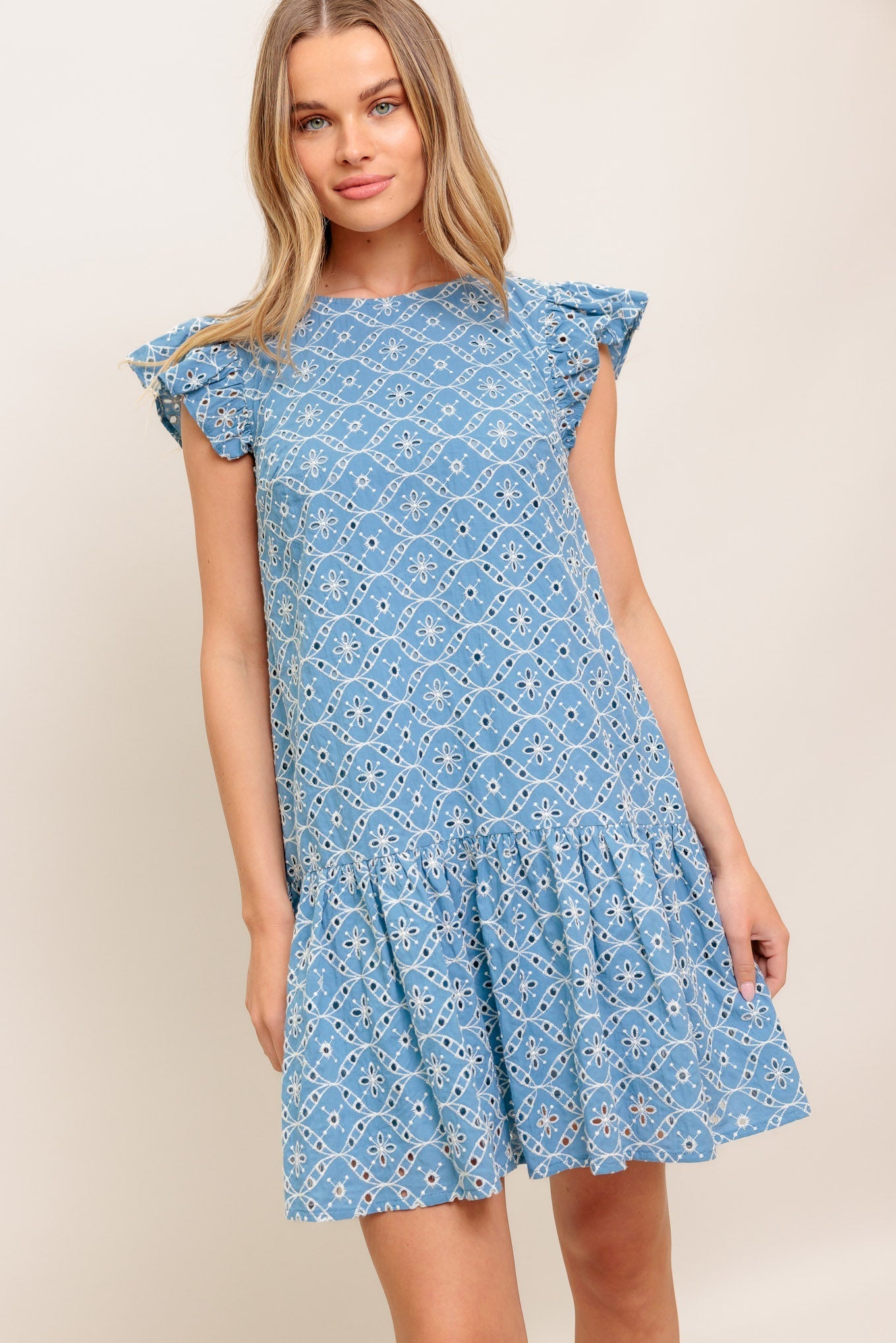 CUPCAKE SMILE WOVEN EYELET BABYDOLL DRESS Flying Tomato