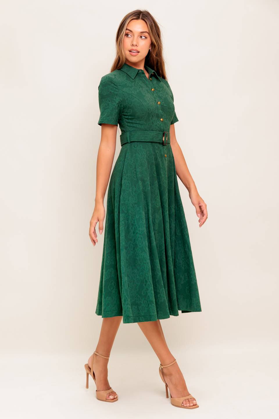 EMERALD CODE JACQUARD WOVEN MIDI DRESS Flying Tomato