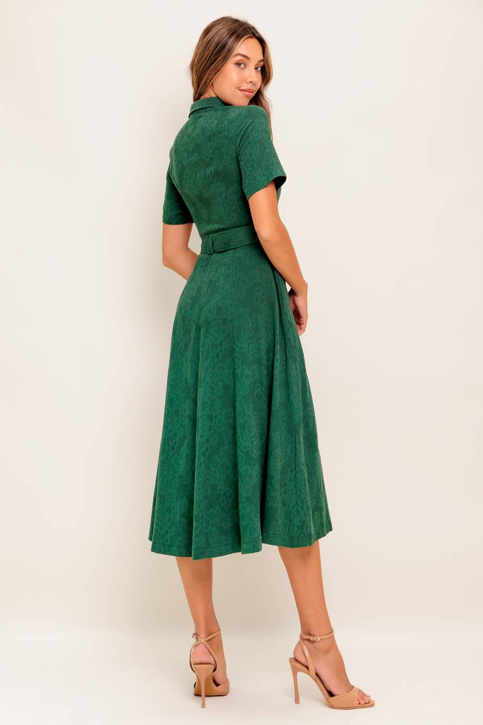 EMERALD CODE JACQUARD WOVEN MIDI DRESS Flying Tomato
