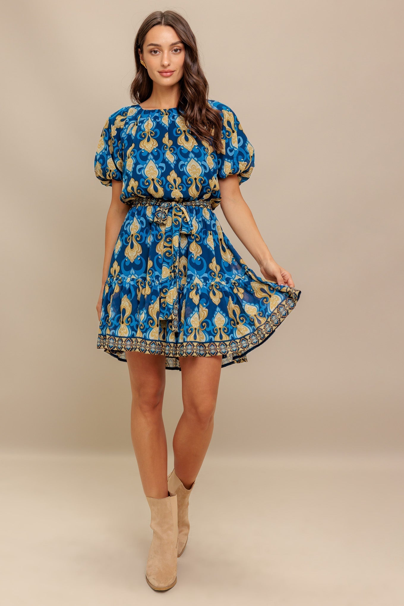 BAROQUE BREEZE WOVEN MINI DRESS Flying Tomato