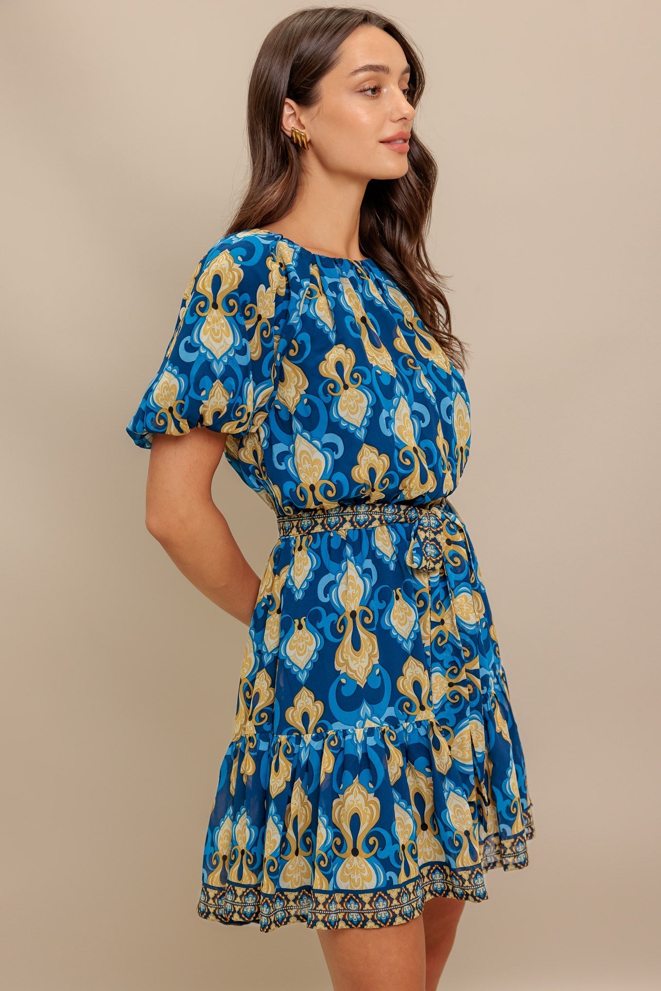 BAROQUE BREEZE WOVEN MINI DRESS Flying Tomato