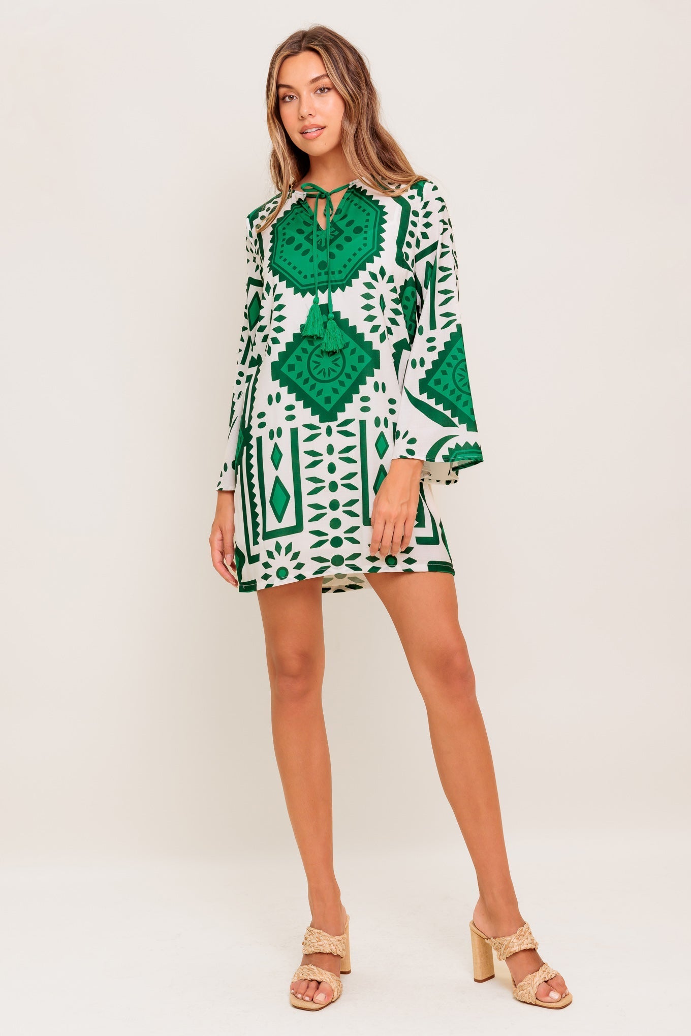 EMERALD TERRA TUNIC WOVEN MINI DRESS Flying Tomato