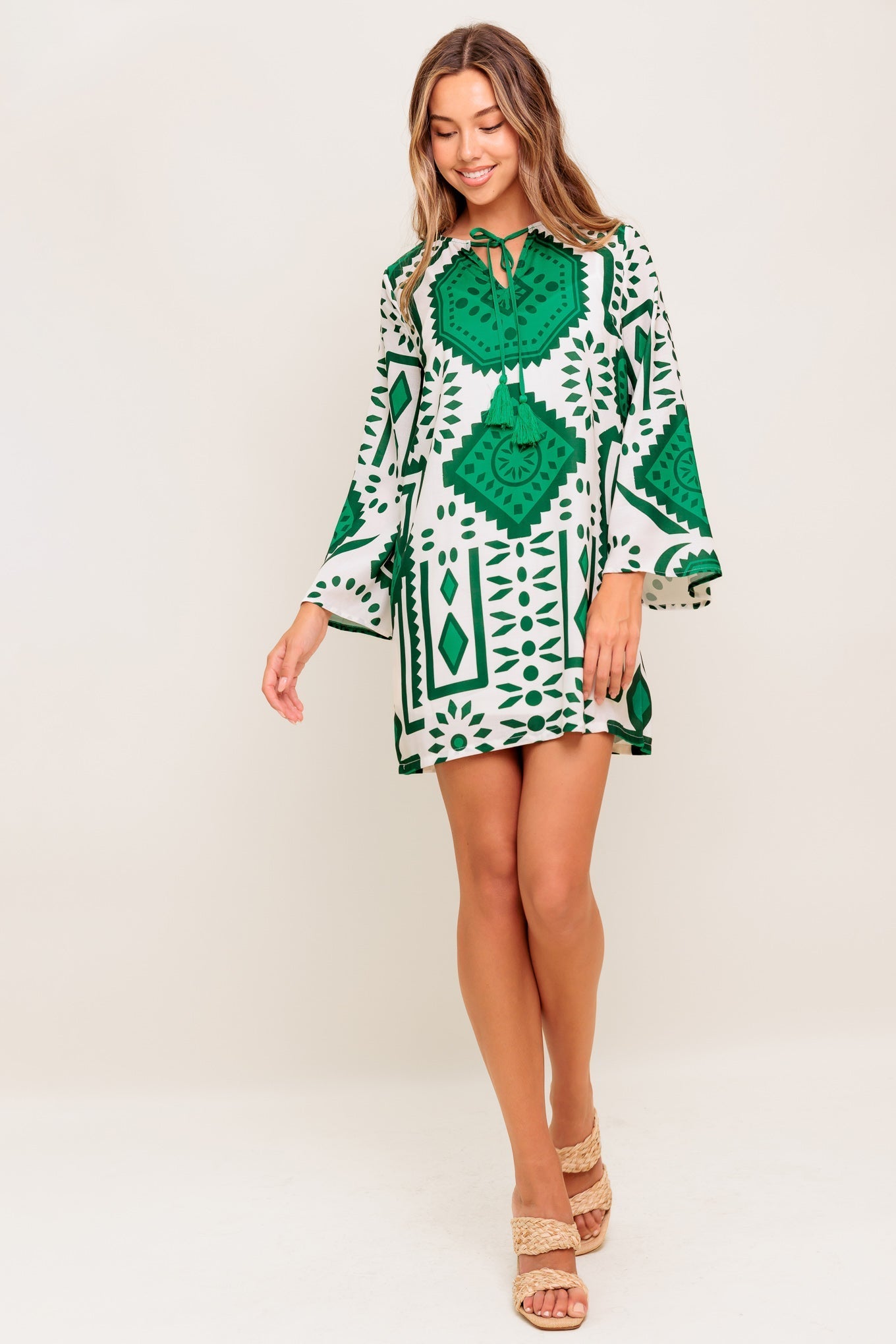 EMERALD TERRA TUNIC WOVEN MINI DRESS Flying Tomato