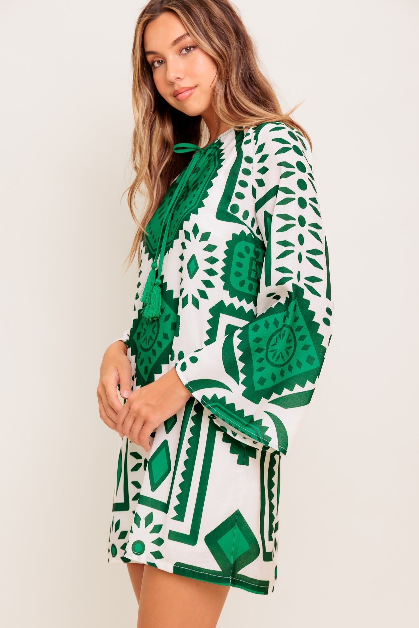 EMERALD TERRA TUNIC WOVEN MINI DRESS Flying Tomato