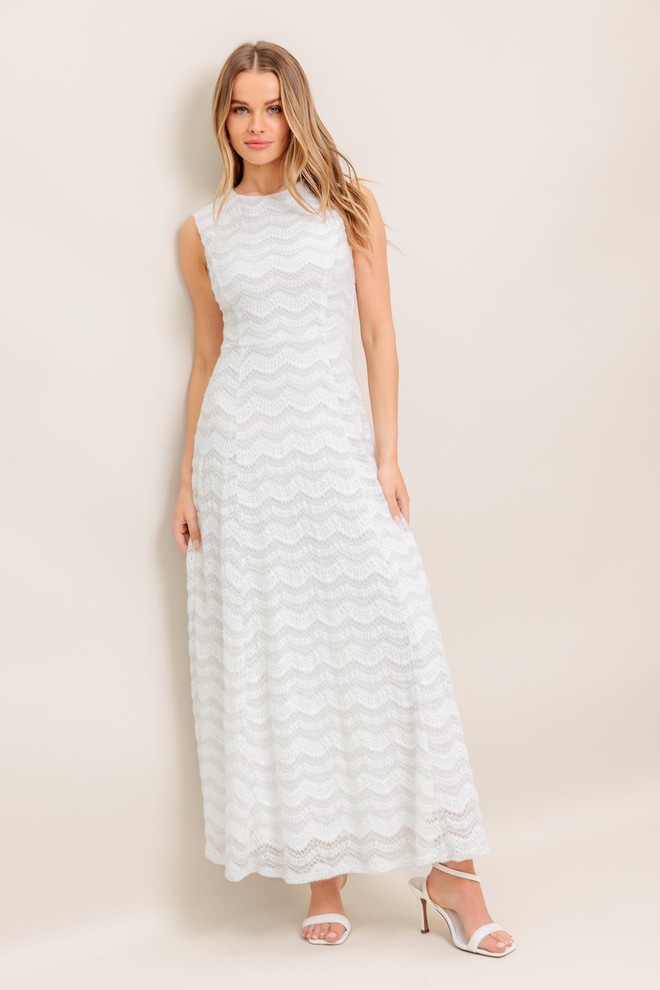 HEARTFELT CREAM WOVEN LACE ANKLE DRESS Flying Tomato