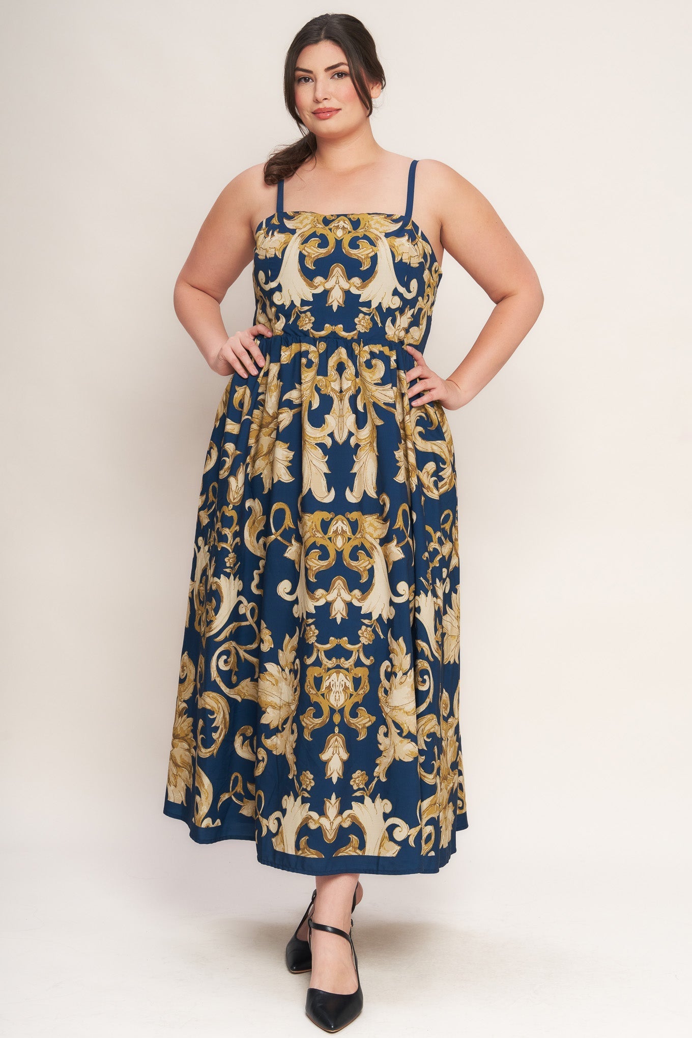 IMPERIAL BLOOM BLUE WOVEN MIDI DRESS Flying Tomato