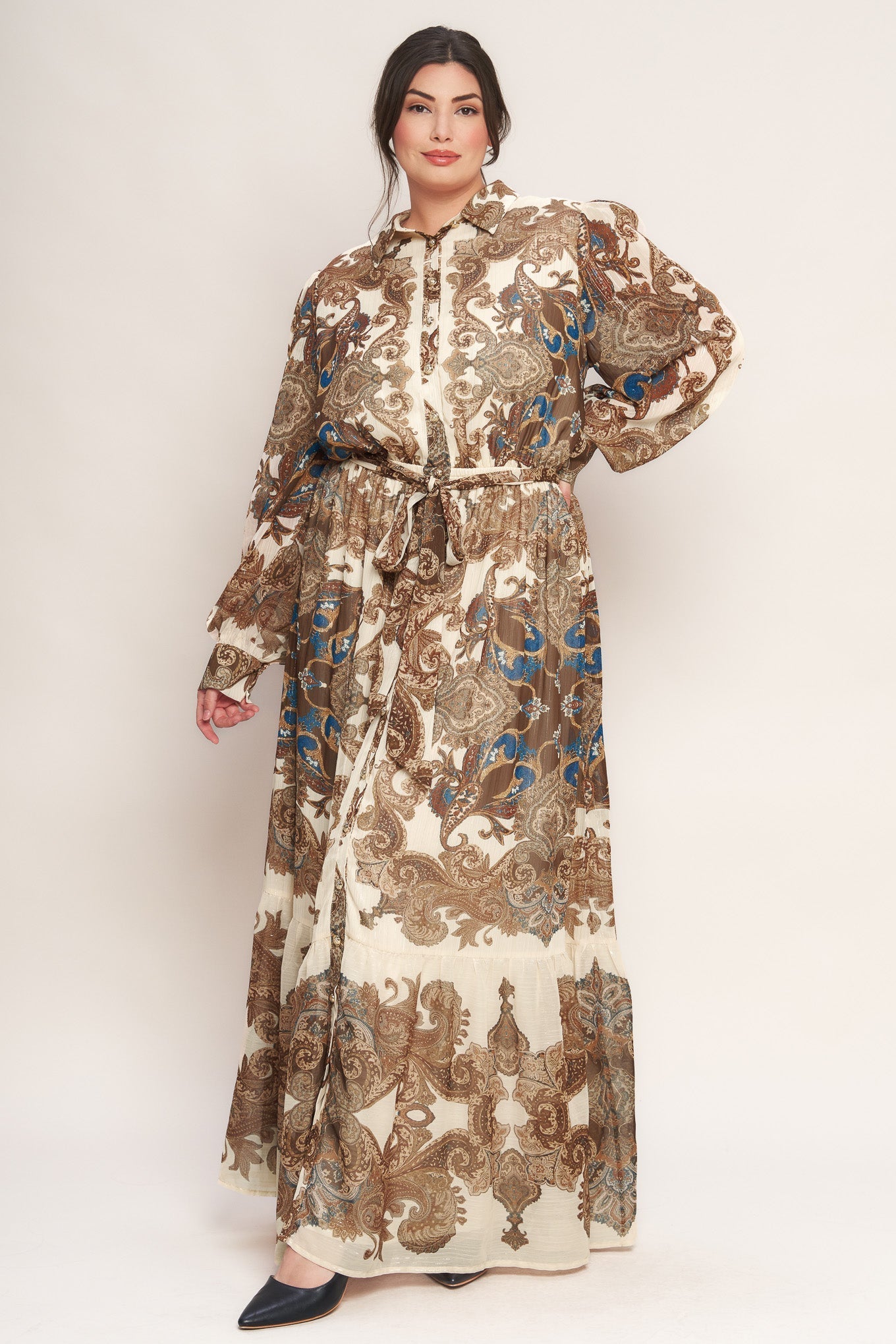 BOHEMIAN TAPESTRY BROWN WOVEN MAXI DRESS Flying Tomato
