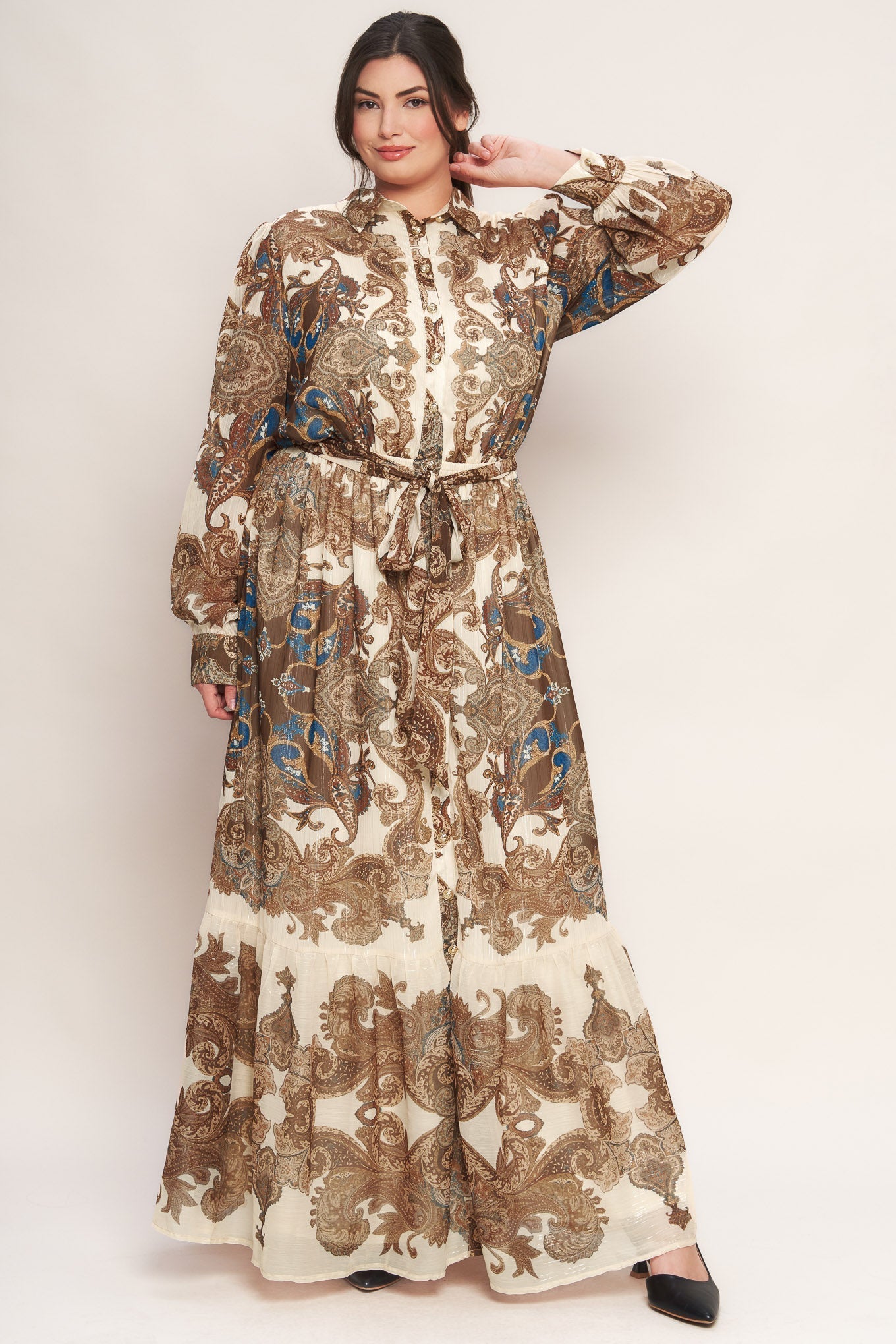 BOHEMIAN TAPESTRY BROWN WOVEN MAXI DRESS Flying Tomato