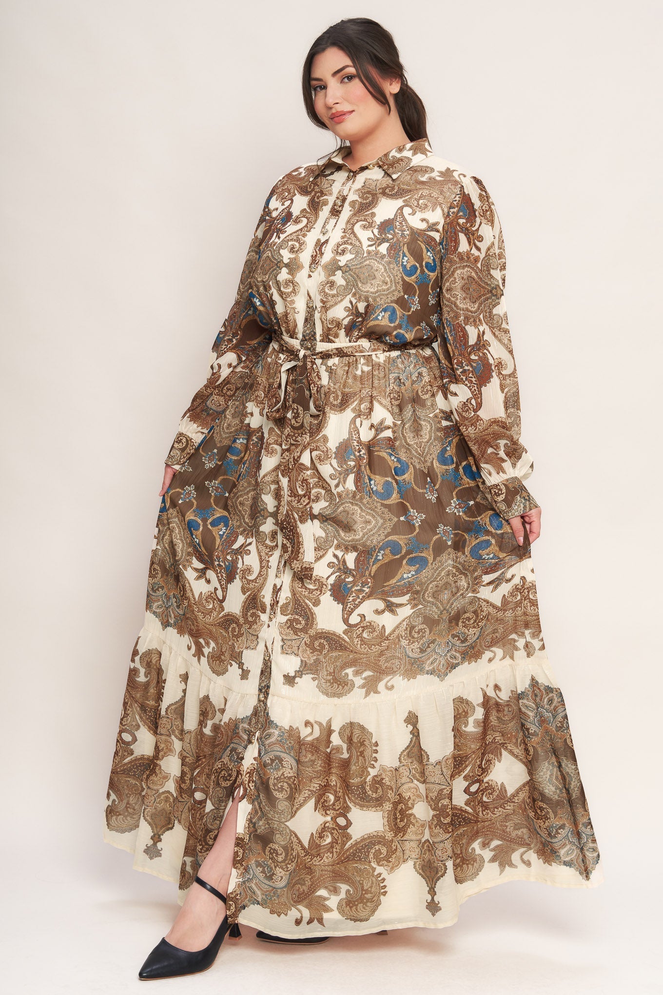 BOHEMIAN TAPESTRY BROWN WOVEN MAXI DRESS Flying Tomato