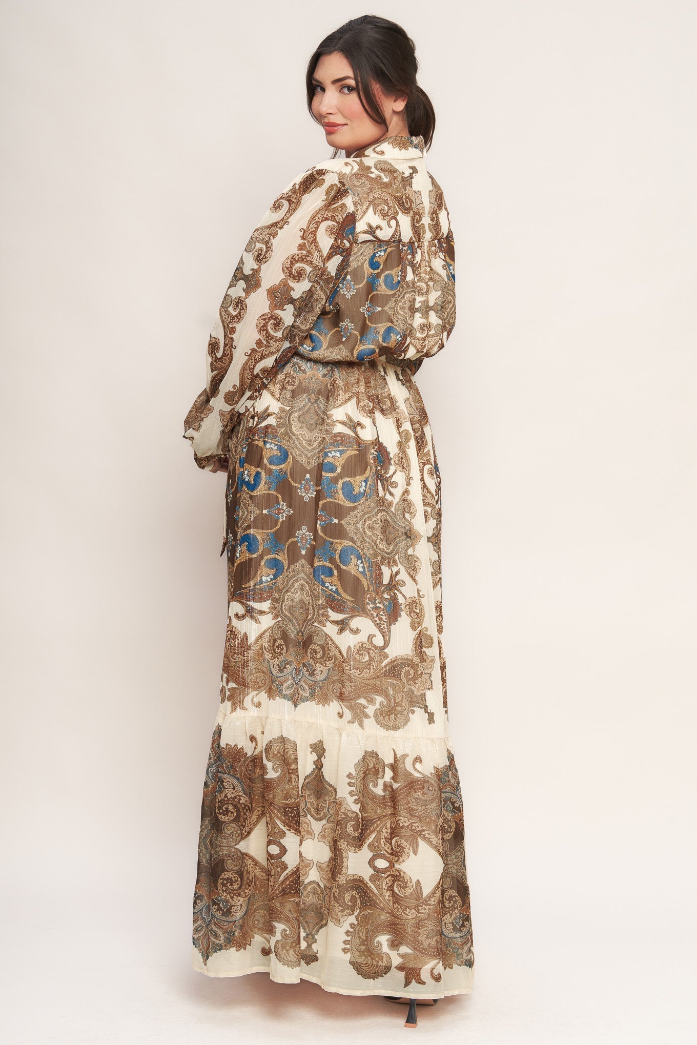 BOHEMIAN TAPESTRY BROWN WOVEN MAXI DRESS Flying Tomato
