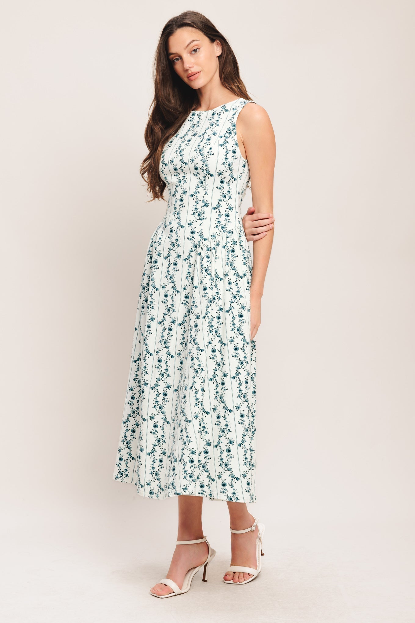 BLOOM COLUMN WOVEN MIDI DRESS Flying Tomato