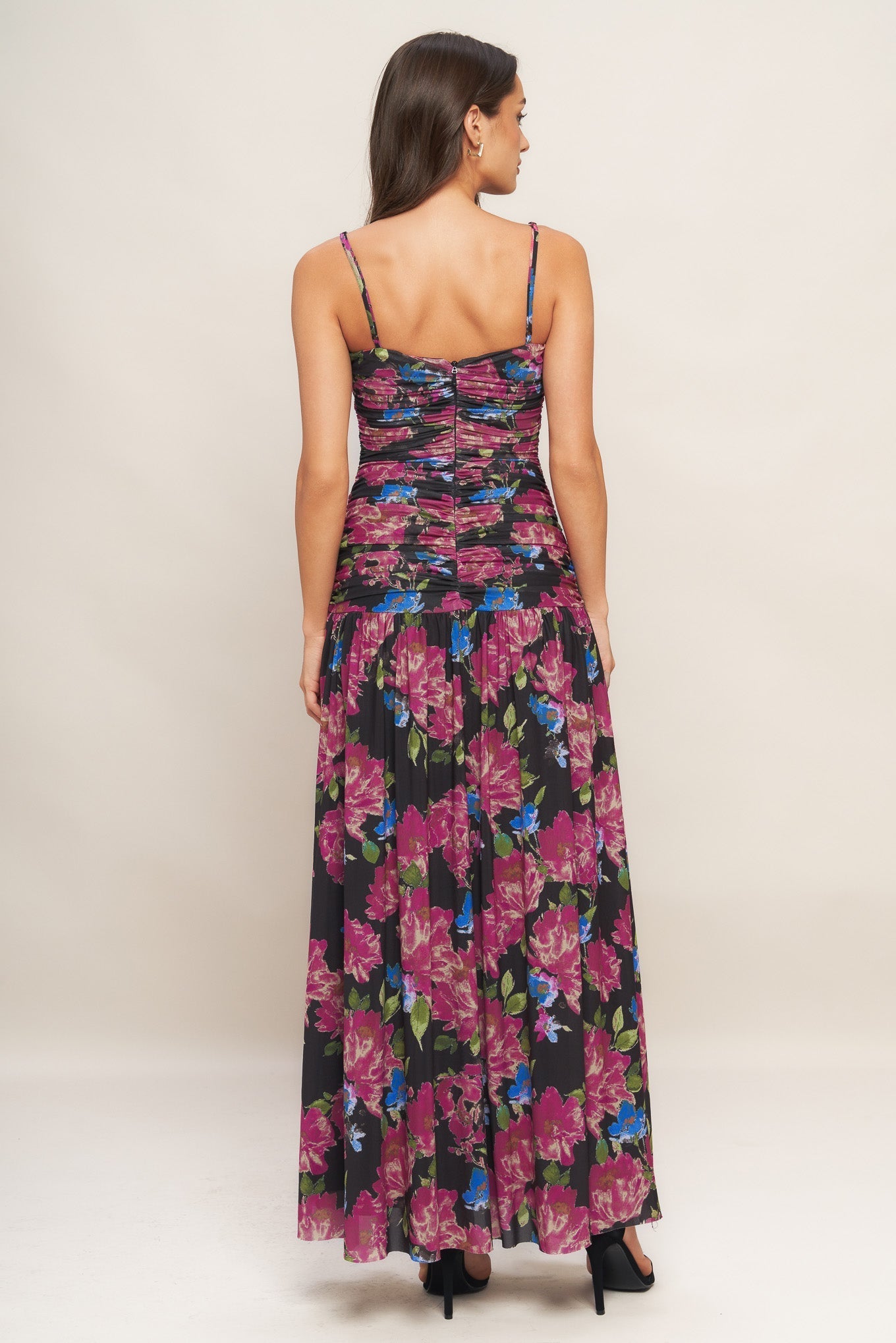 NIGHT FLORIST POWER MESH MAXI DRESS Flying Tomato