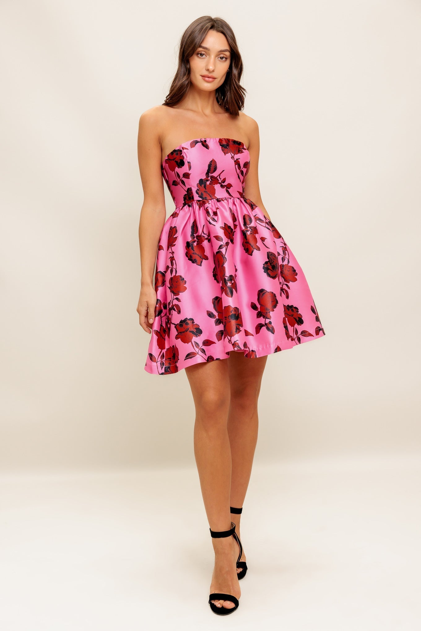 STRAPLESS SEDUCTION WOVEN MINI DRESS Flying Tomato