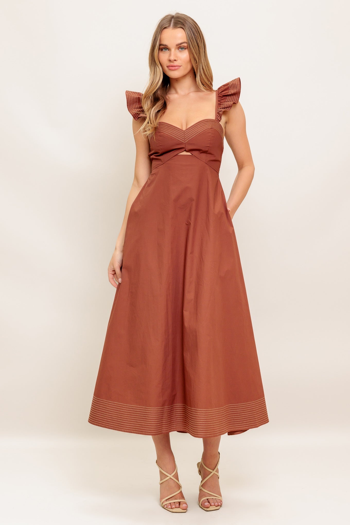 TUSCAN SUNSET WOVEN MIDI DRESS Flying Tomato