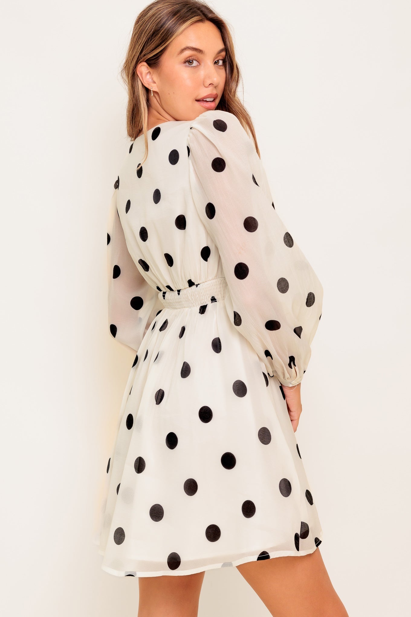 MONROE DOT CHIFFON WOVEN MINI DRESS Flying Tomato