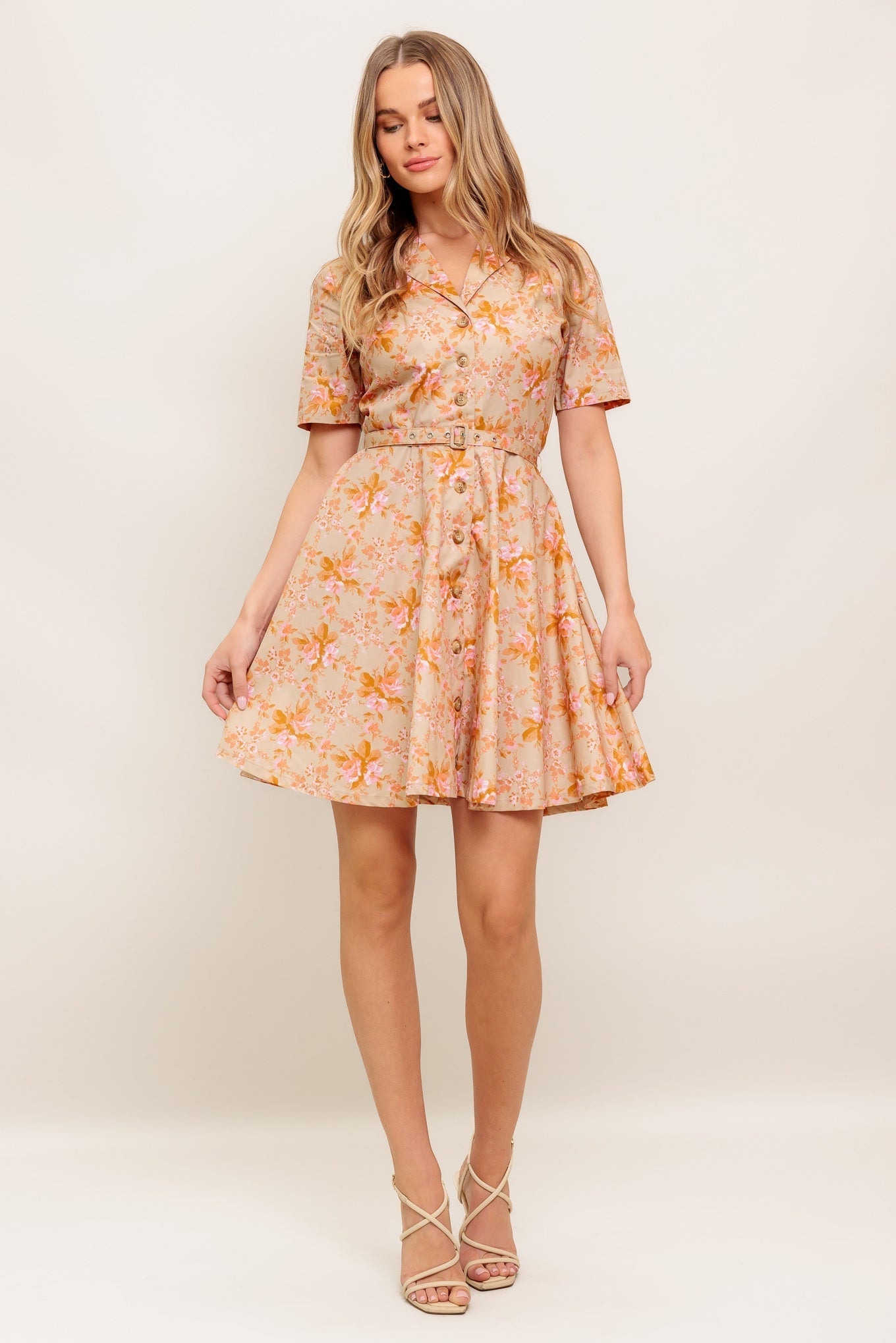 PEACH BLOSSOM WOVEN MINI DRESS Flying Tomato