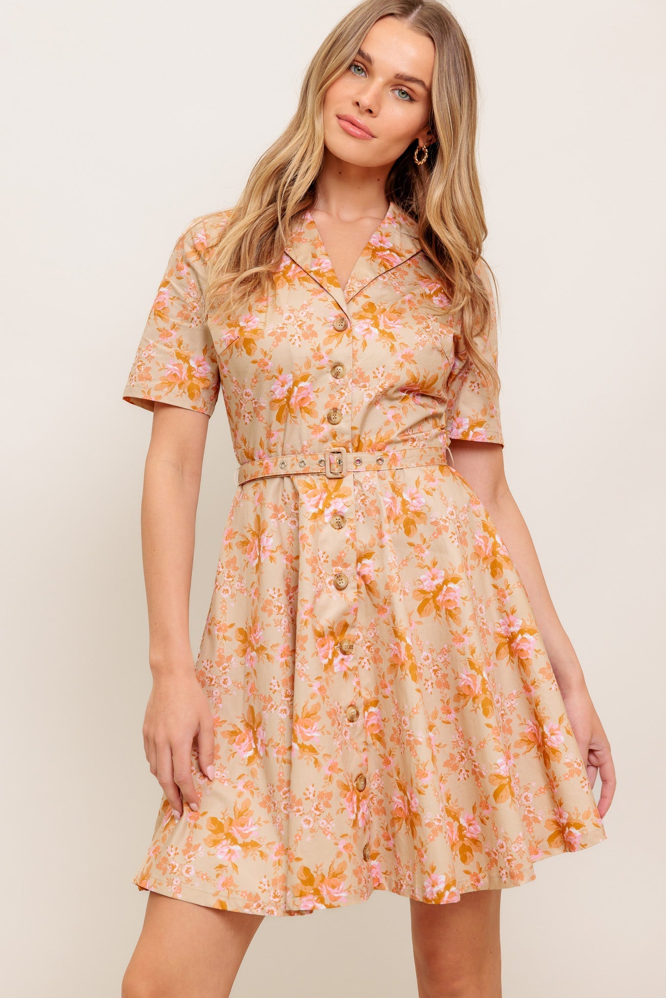 PEACH BLOSSOM WOVEN MINI DRESS Flying Tomato