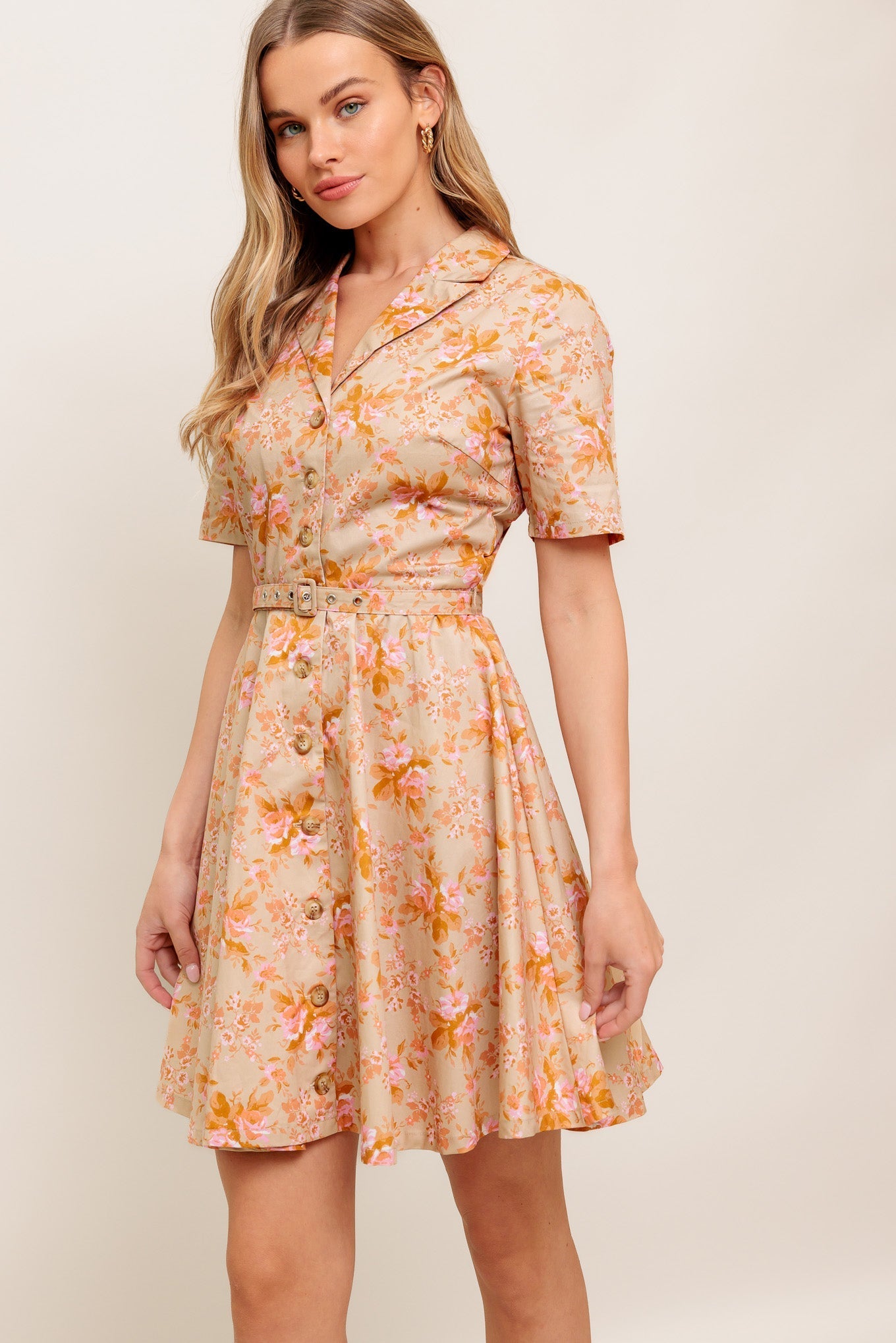 PEACH BLOSSOM WOVEN MINI DRESS Flying Tomato