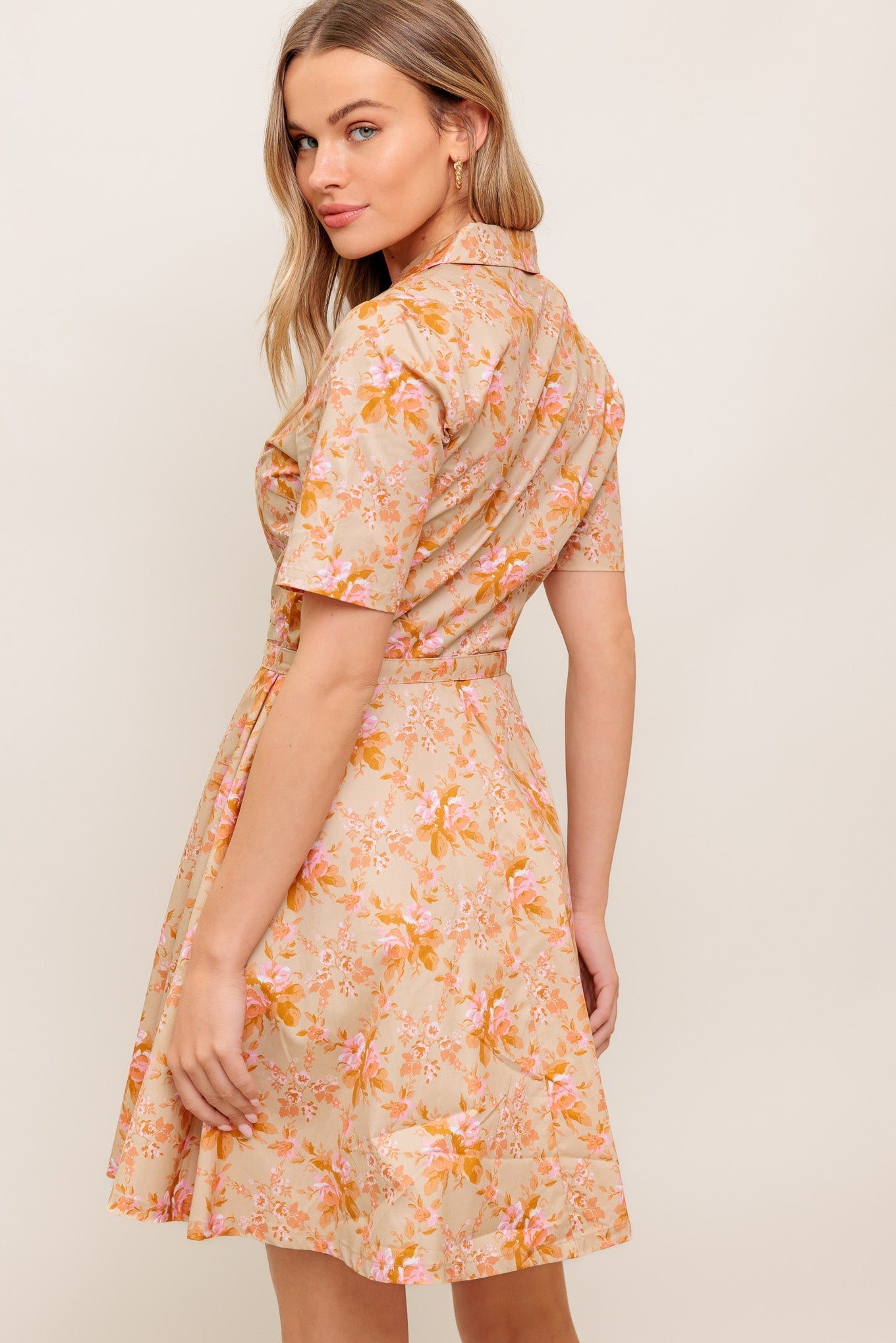 PEACH BLOSSOM WOVEN MINI DRESS Flying Tomato