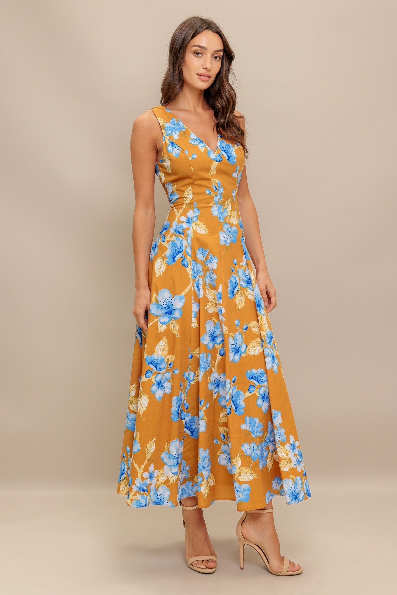 SKYBLOSSOM RUSH WOVEN MIDI DRESS Flying Tomato
