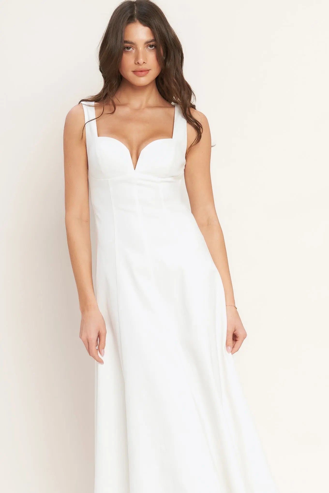 Balanced Proportion Woven Midi Dress Sweetheart Neckline Sleeveless Back Zipper Flying Tomato