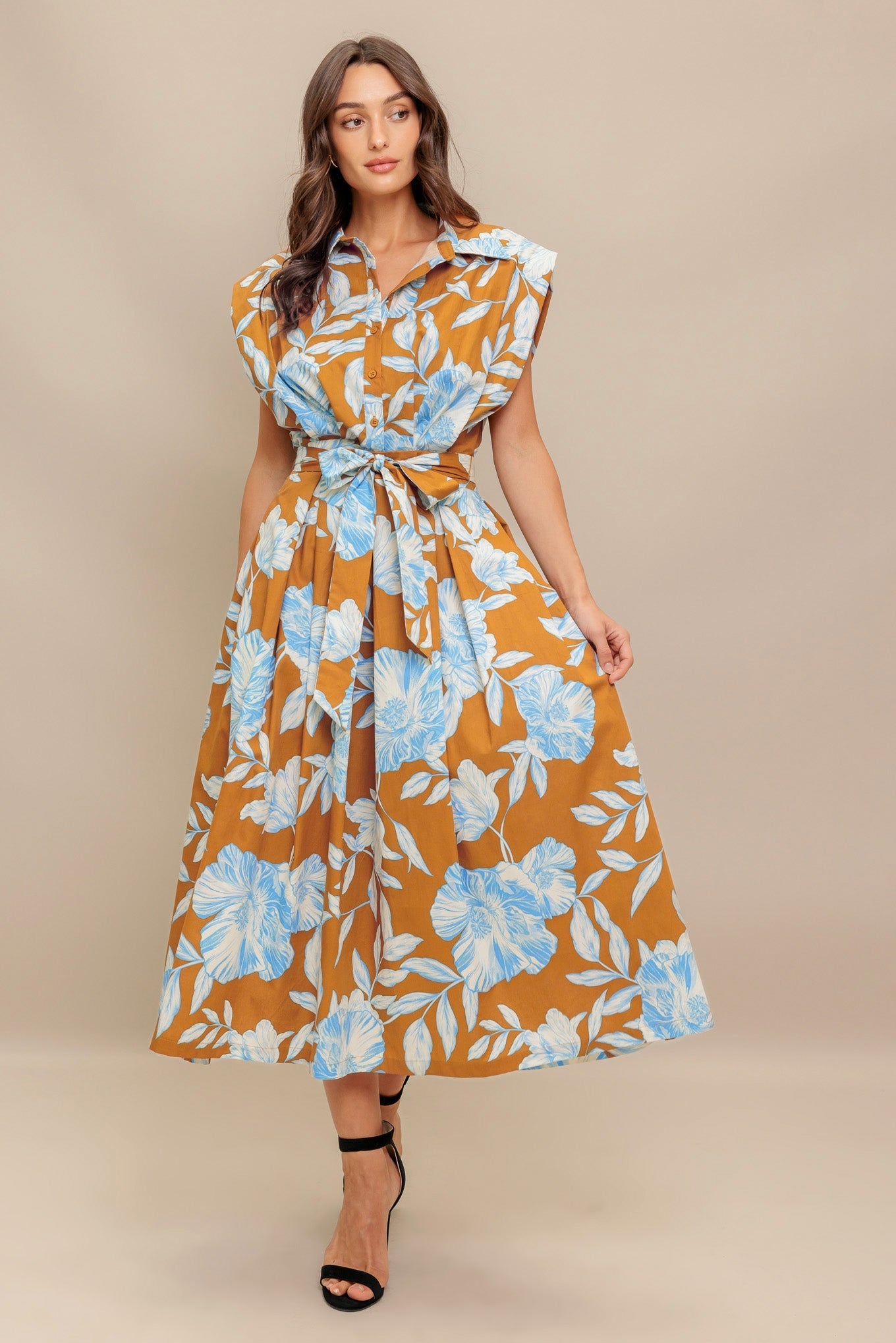ISLAND FLARE WOVEN MIDI DRESS Flying Tomato
